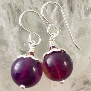 Purple Banded Agate Earrings